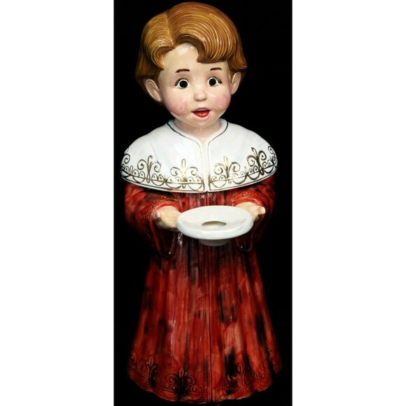 17" Hand Painted Ceramic Large Choir Boy Candle Holder Signed 2004 Christmas - Picture 1 of 12